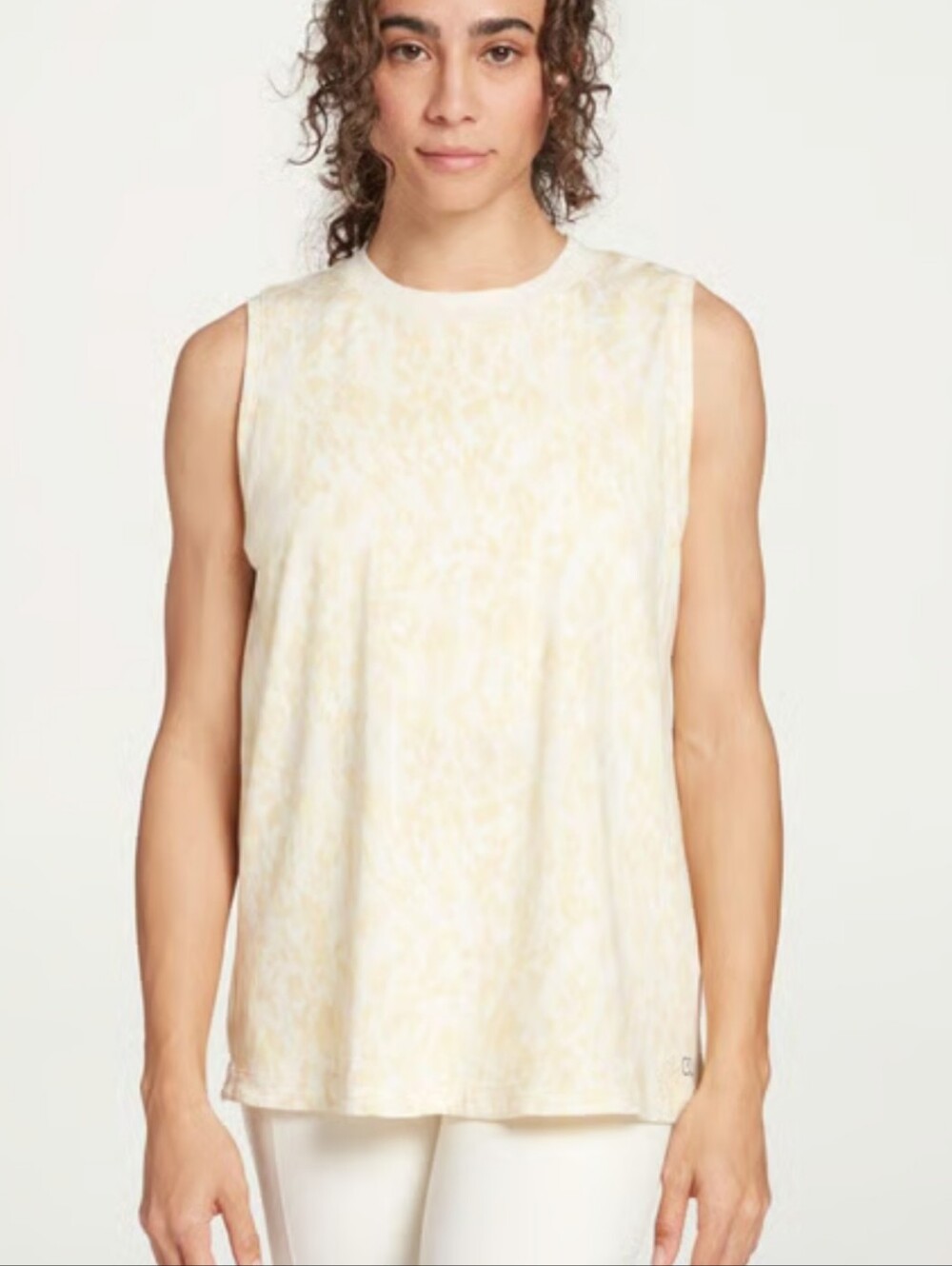 CALIA by Carrie Underwood Cream Marble-Print Sleeveless Tank Size Small